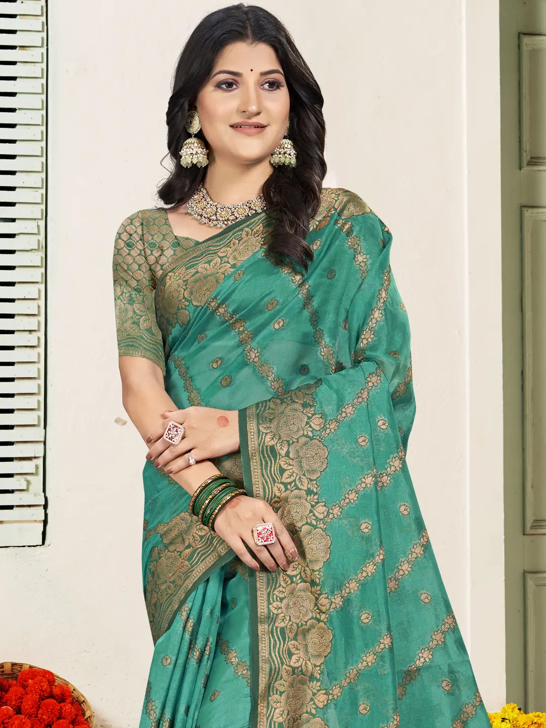 Sea Green Silk Saree