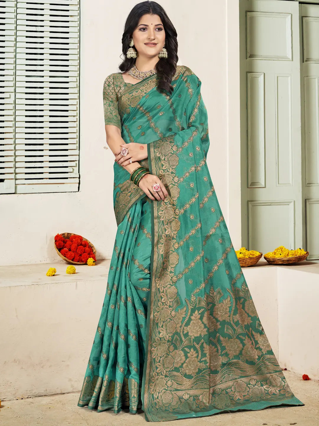 Sea Green Silk Saree