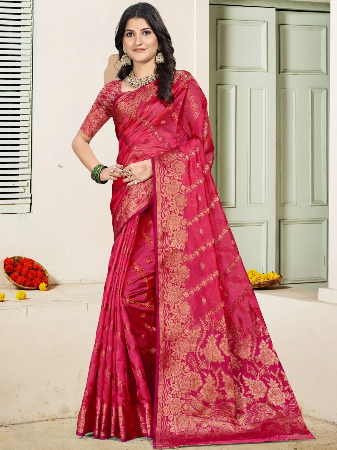 Pink Silk Saree