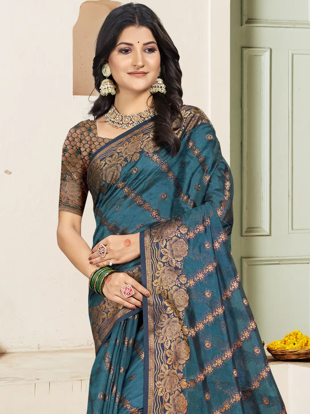 Navy Blue Silk Saree