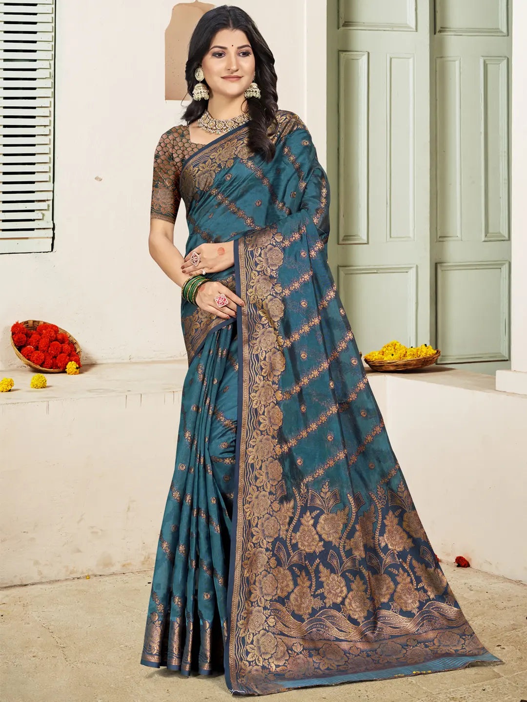 Navy Blue Silk Saree