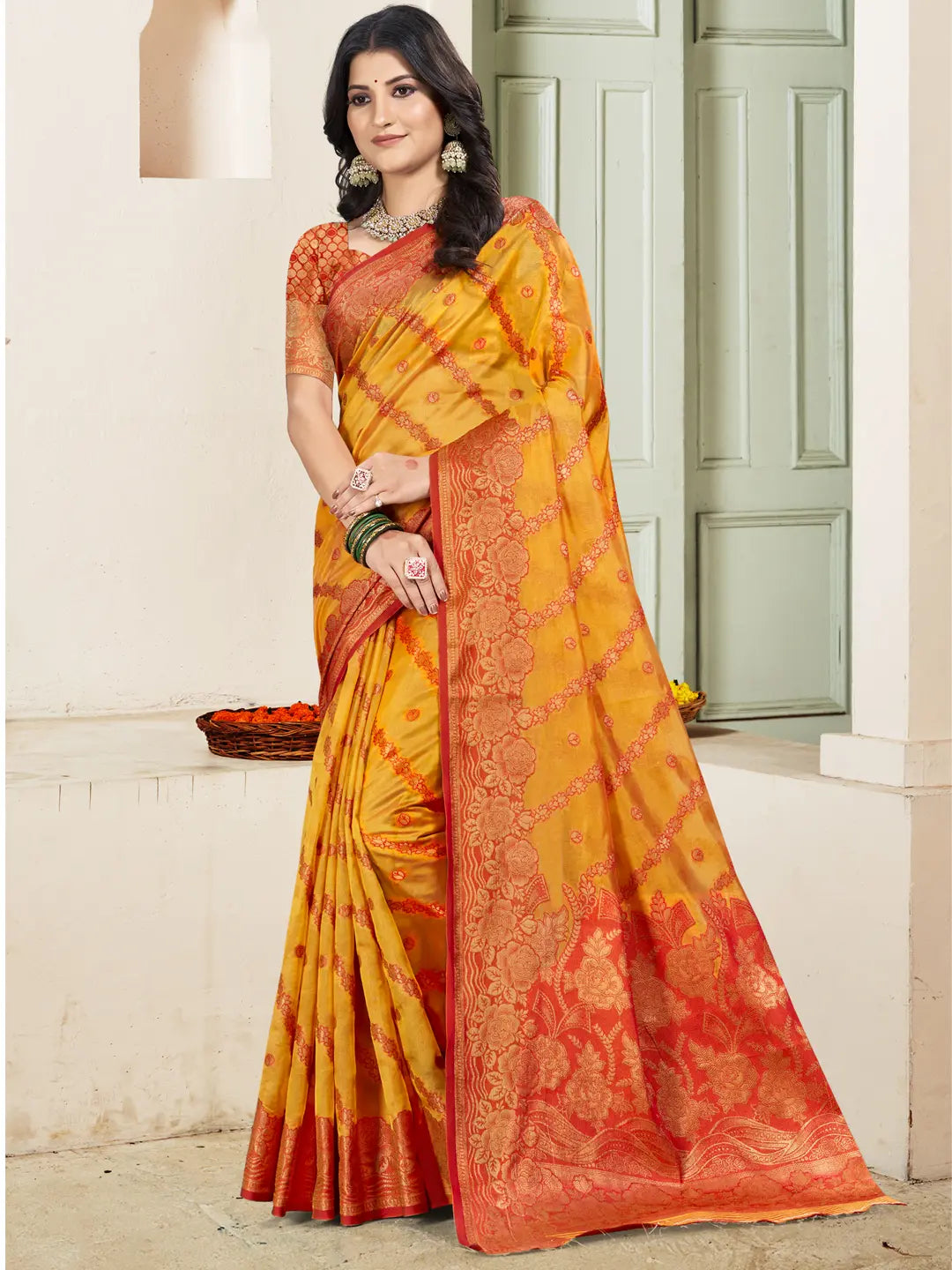 Yellow Silk Saree