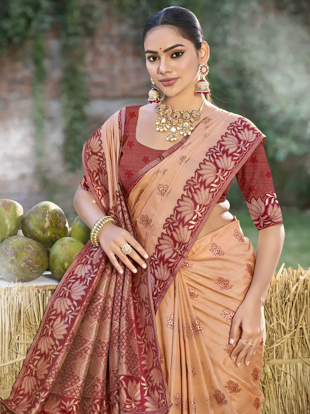 Peach Silk Saree