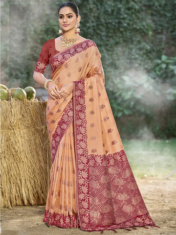 Peach Silk Saree