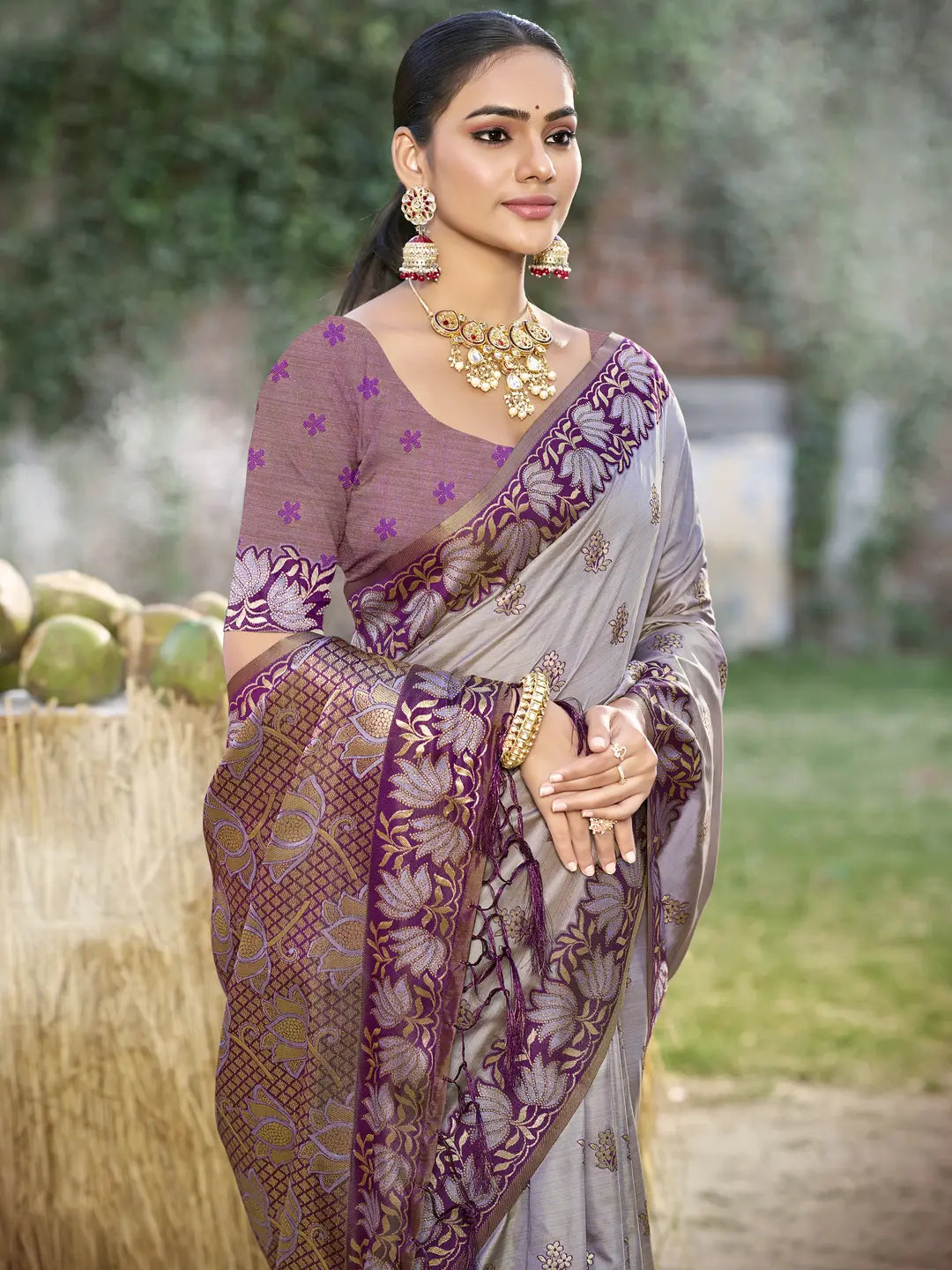 Gray Silk Saree