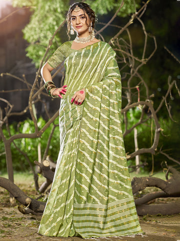 Light Green Linen Cotton Saree