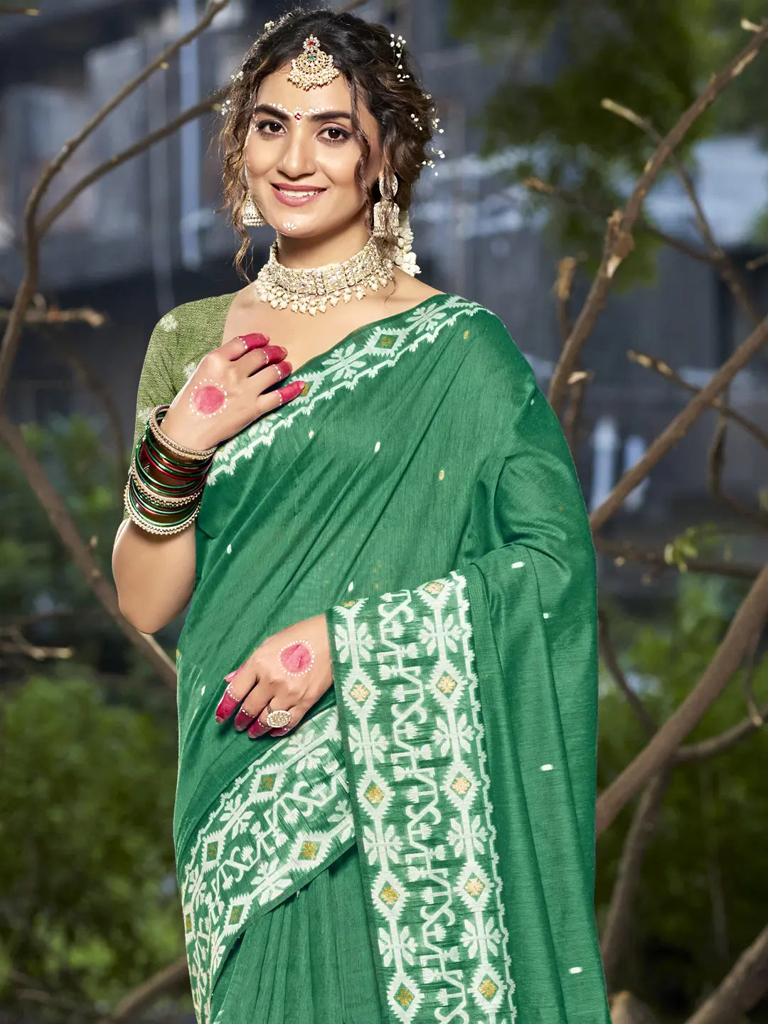 Green Cotton Saree