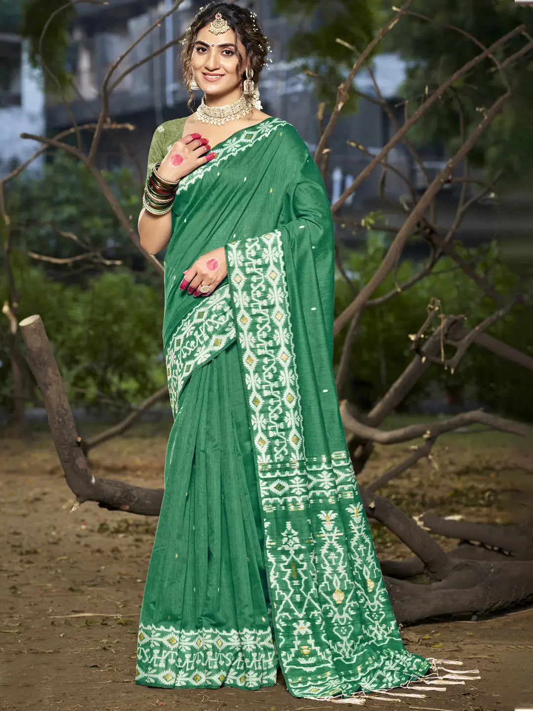 Green Cotton Saree