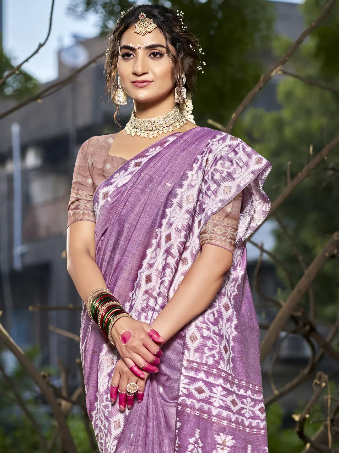 Purple Cotton Saree