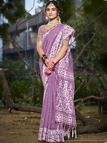 Purple Cotton Saree