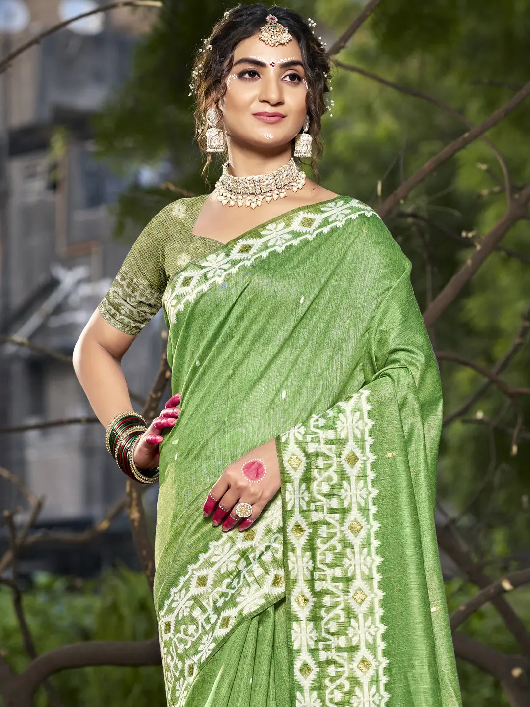 Green Cotton Saree