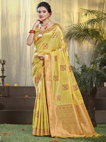 Sangam Yellow Silk Saree