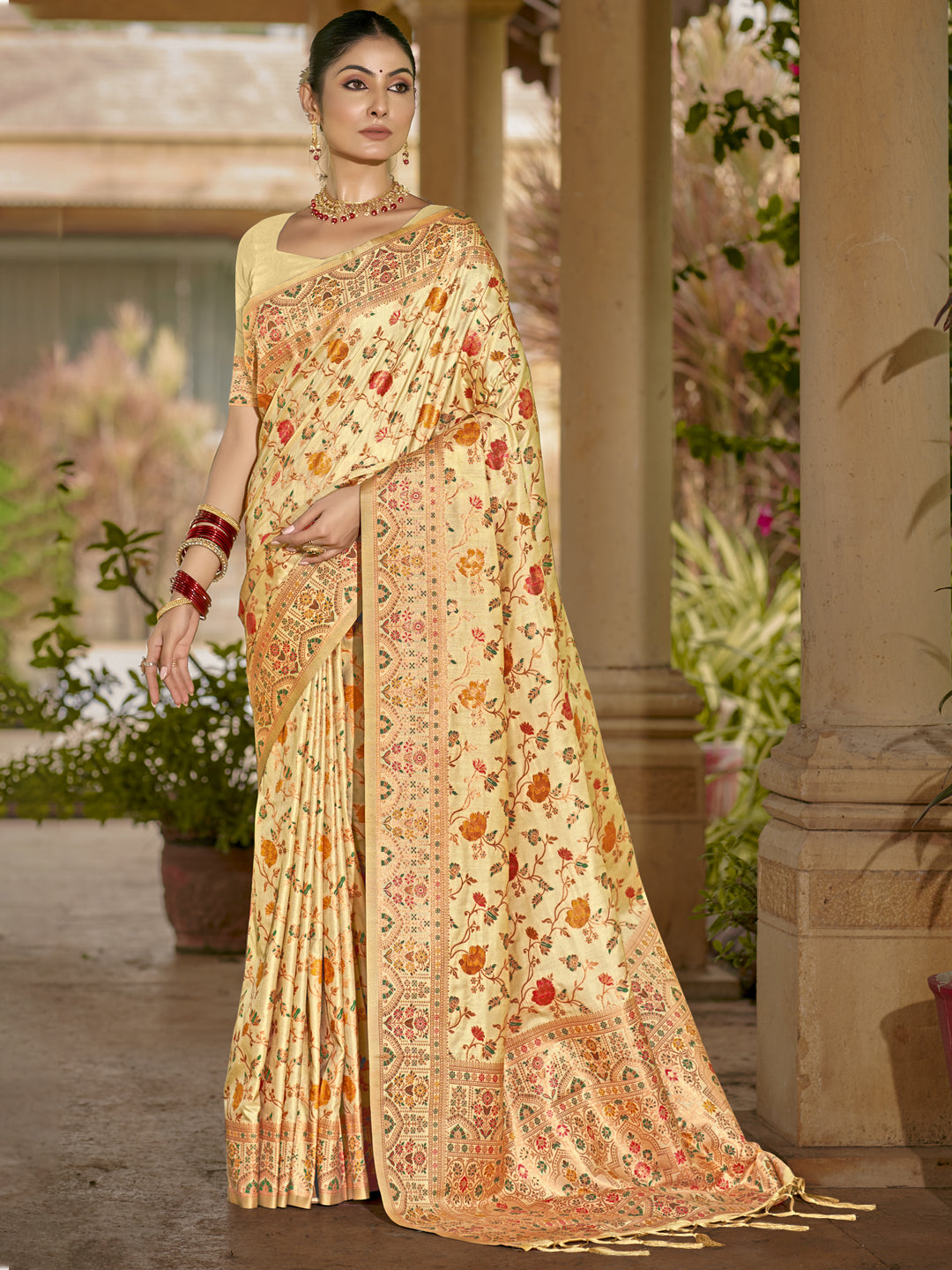 Beige Silk Saree