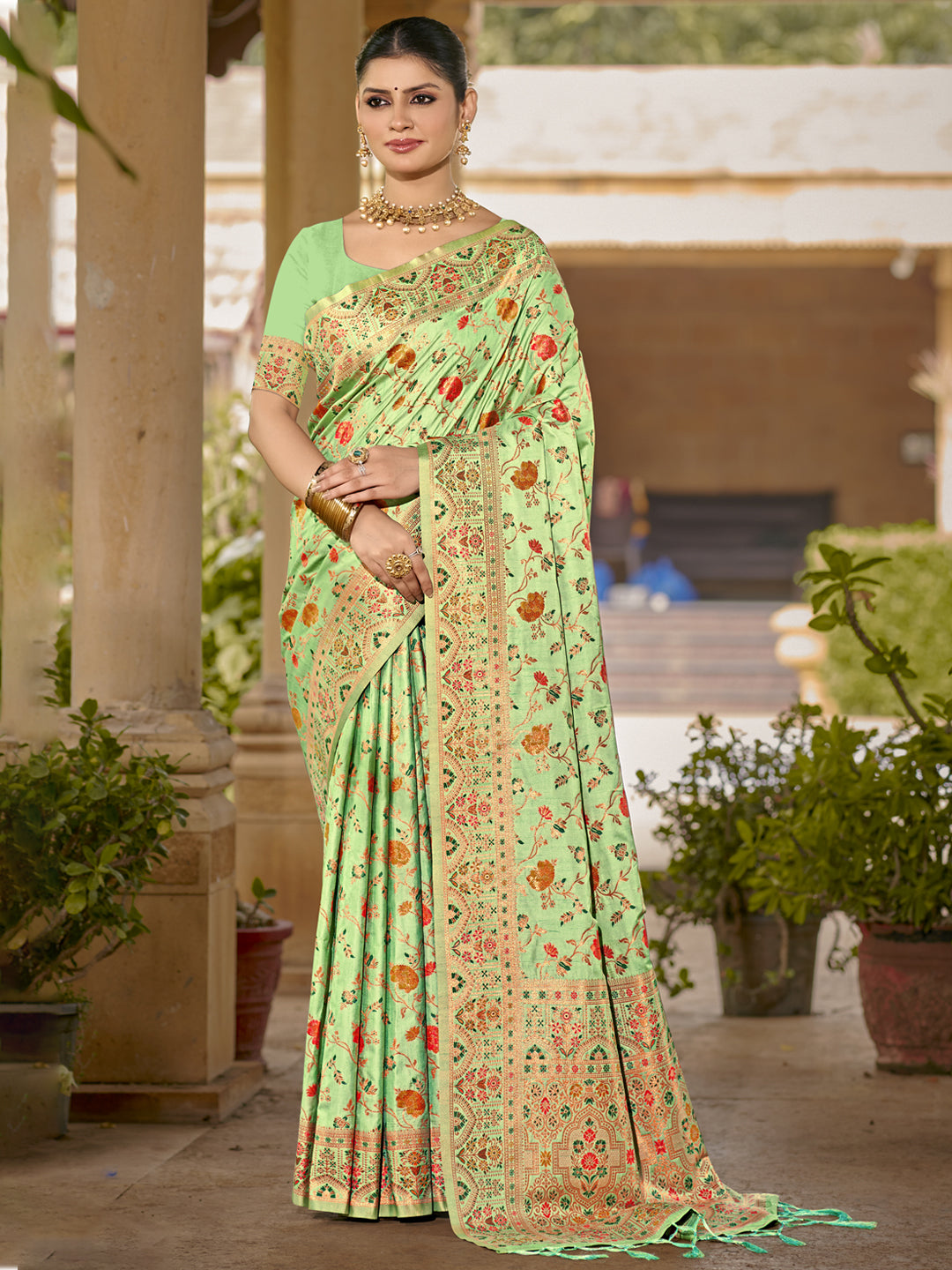 Pista Green Silk Saree