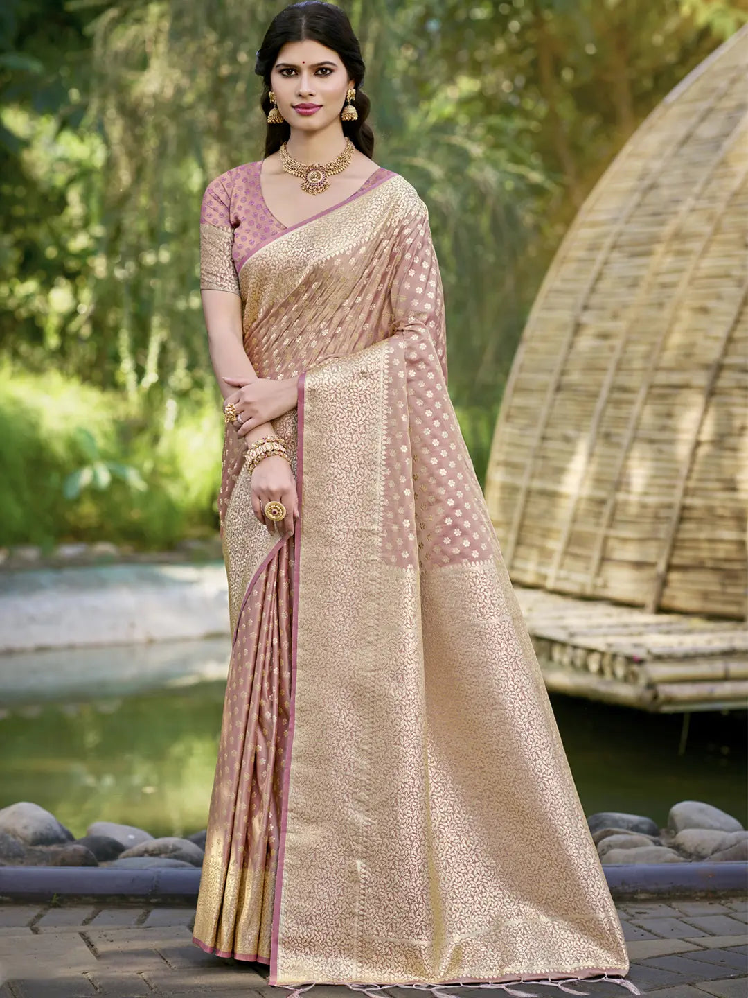 Pink Silk Saree