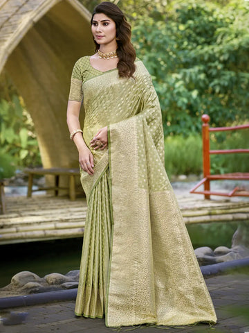 Olive Green Silk Saree