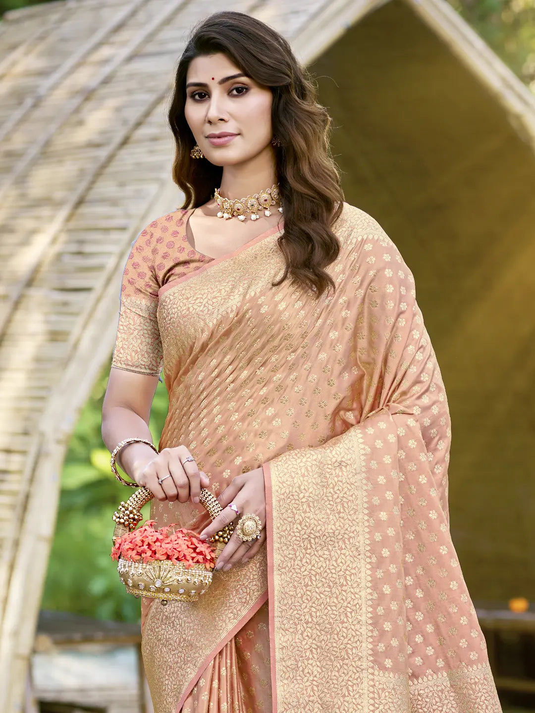 Peach Silk Saree