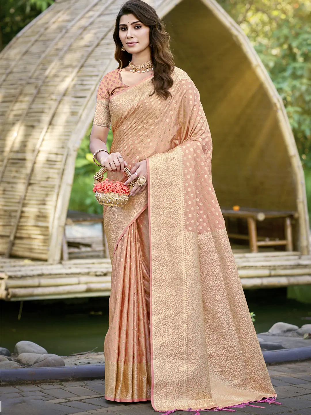 Peach Silk Saree