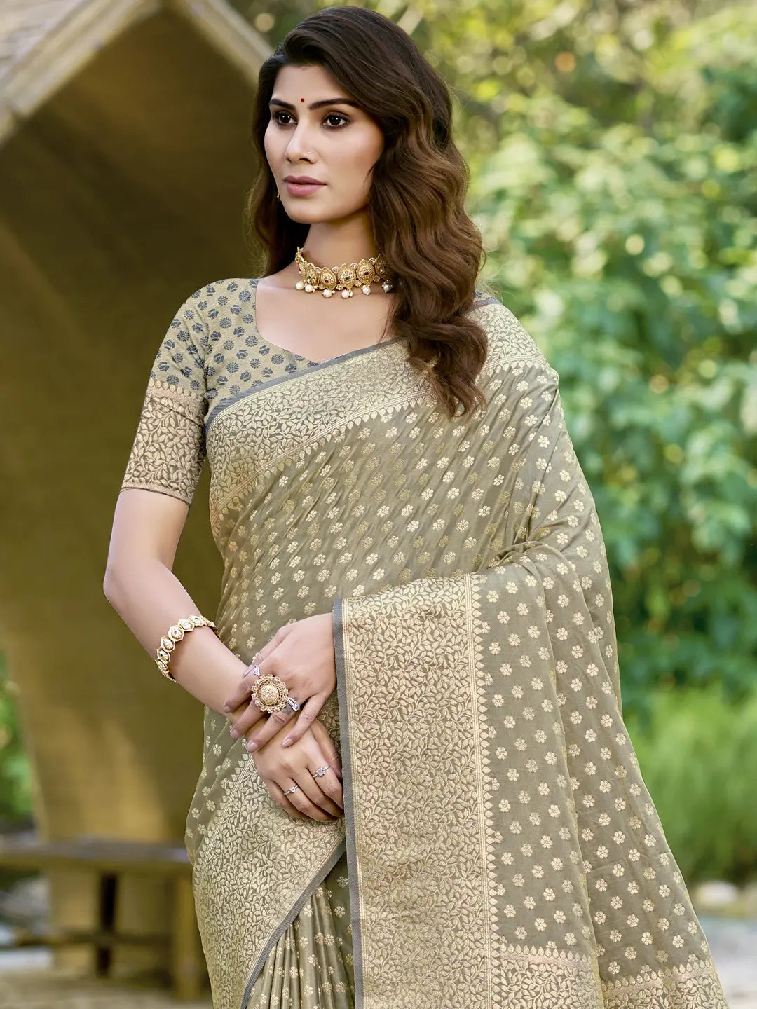 Gray Silk Saree