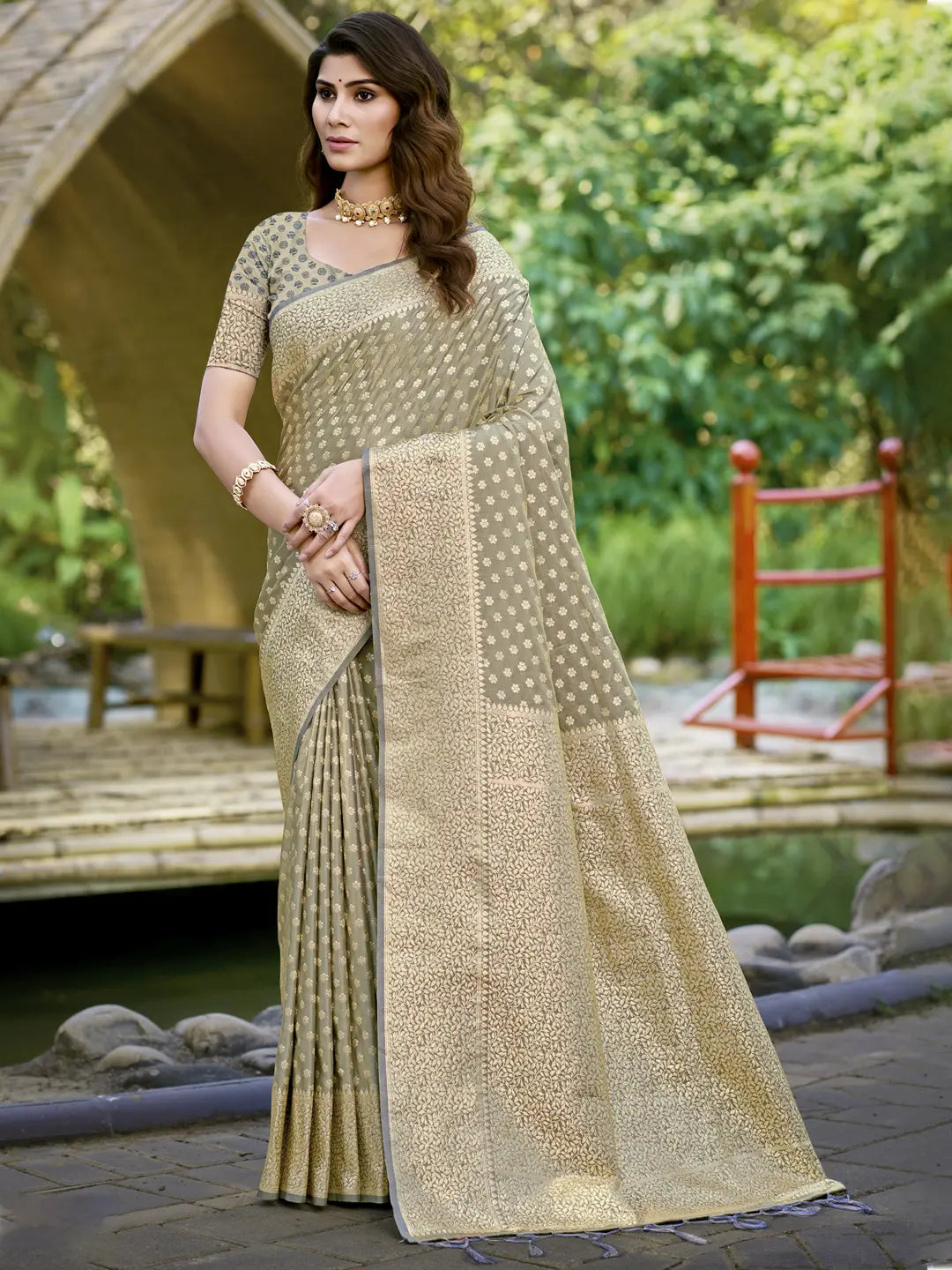 Gray Silk Saree