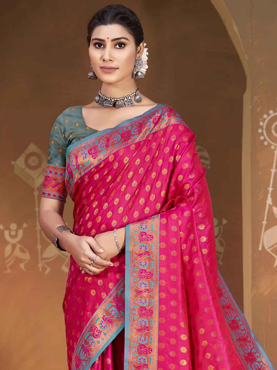 Magenta Pink Silk Saree