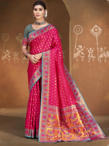 Magenta Pink Silk Saree