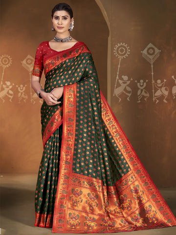 Dark Green Silk Saree