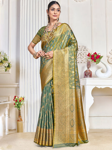 Sangam Sky Blue Silk Saree