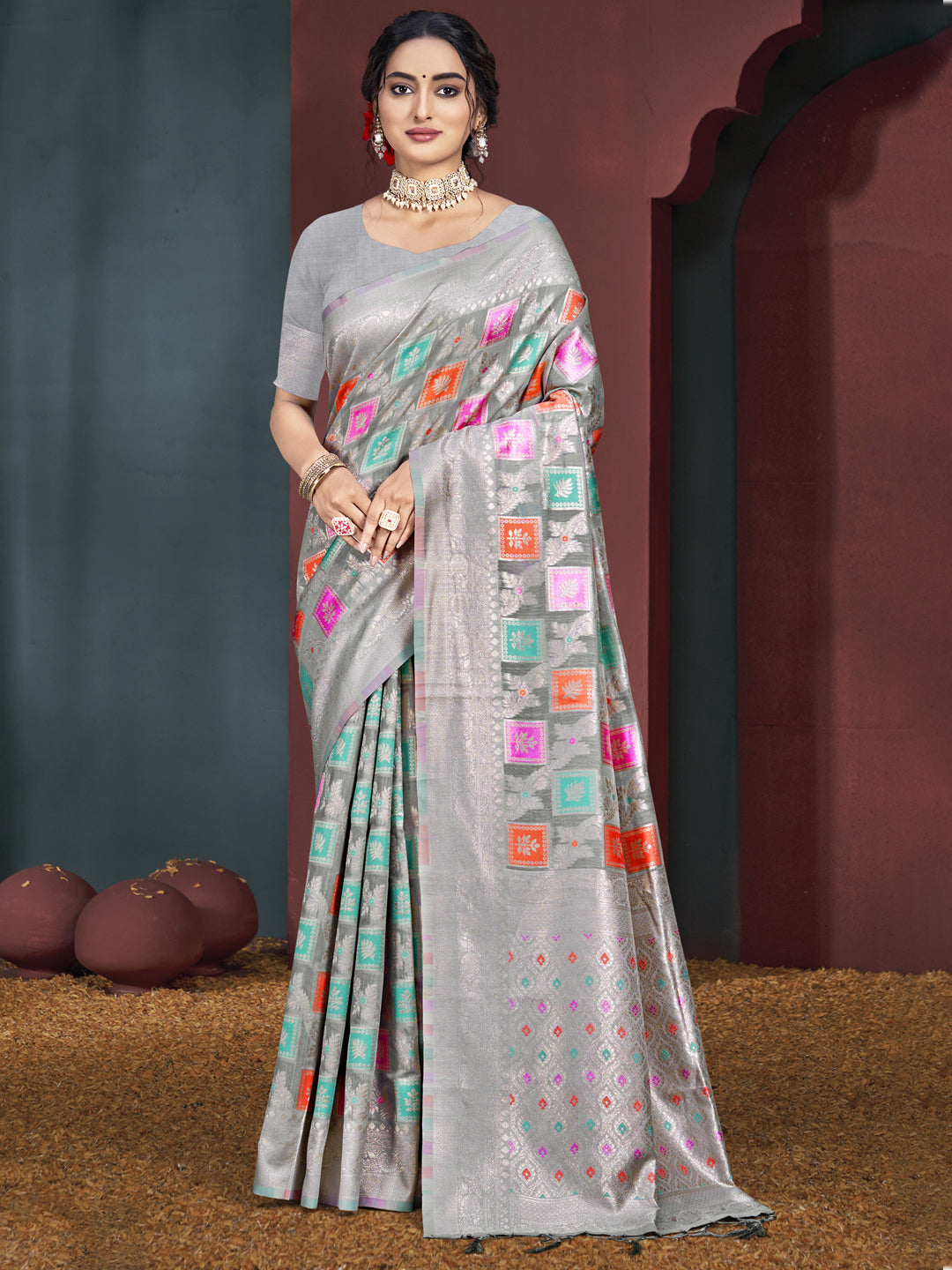 Gray Cotton Saree