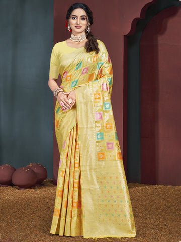 Mustard Yellow Cotton  Saree