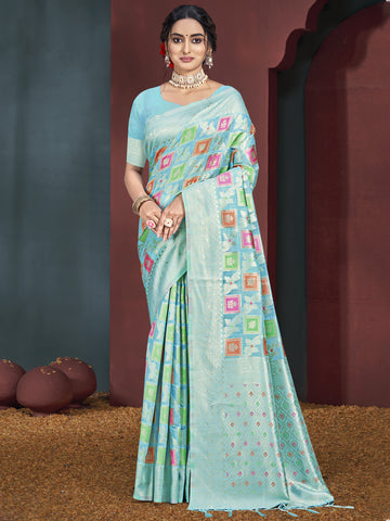 Sky Blue Cotton  Saree