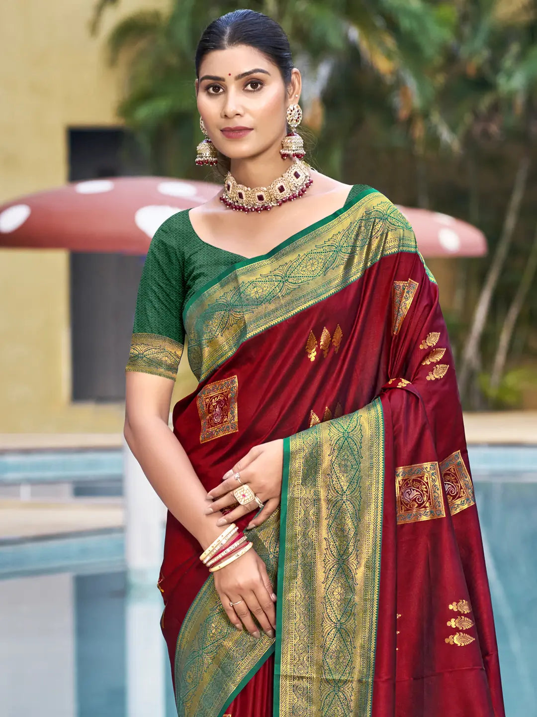 Maroon Silk Saree