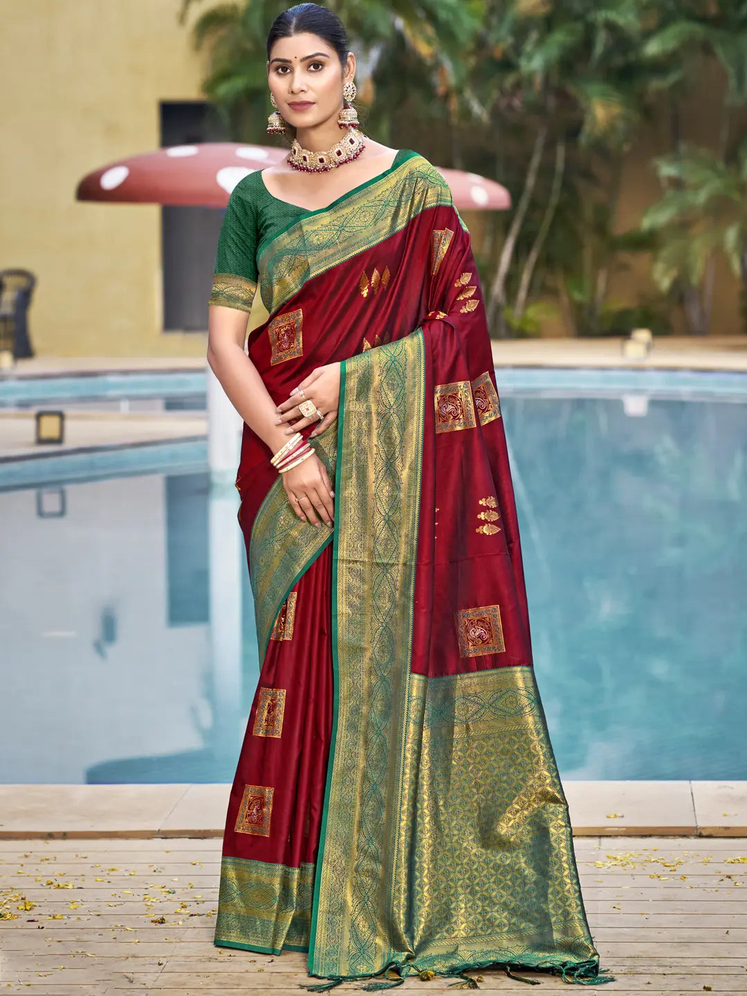 Maroon Silk Saree