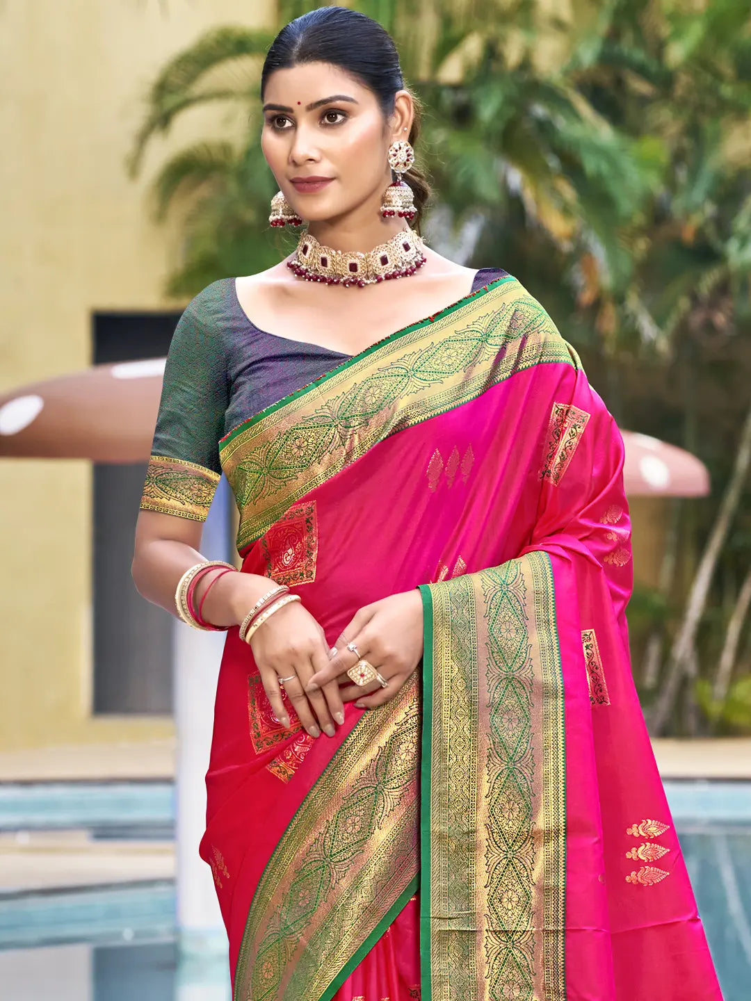 Magenta Pink Silk Saree