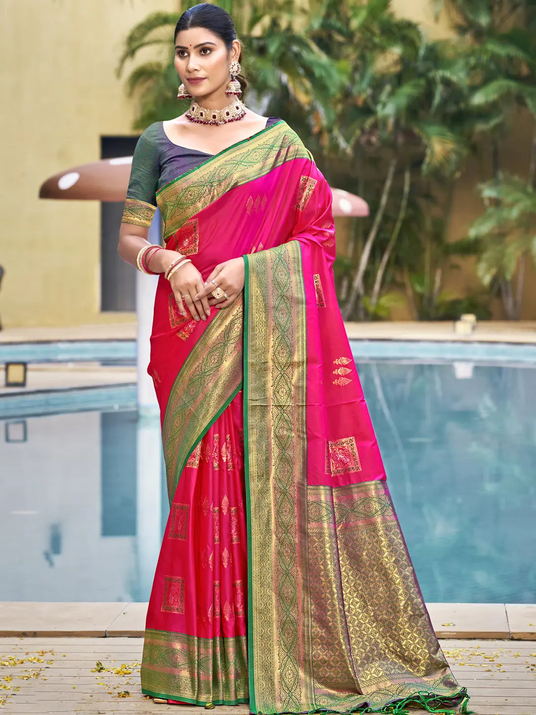 Magenta Pink Silk Saree