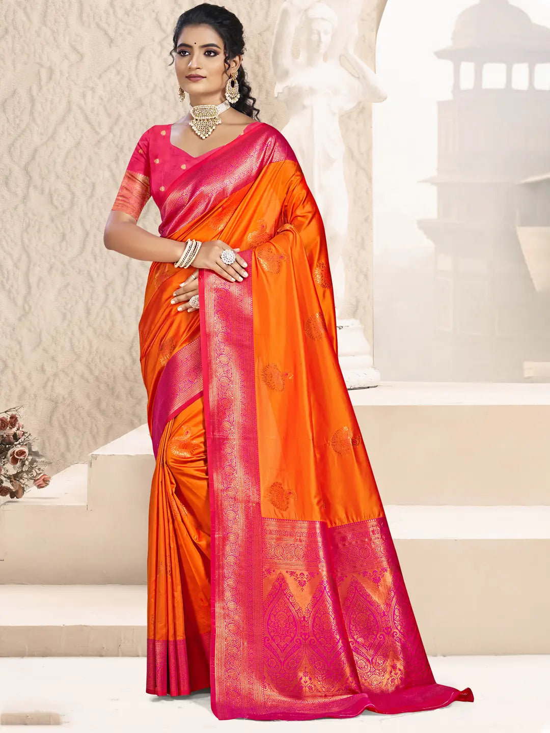 Orange Silk Saree