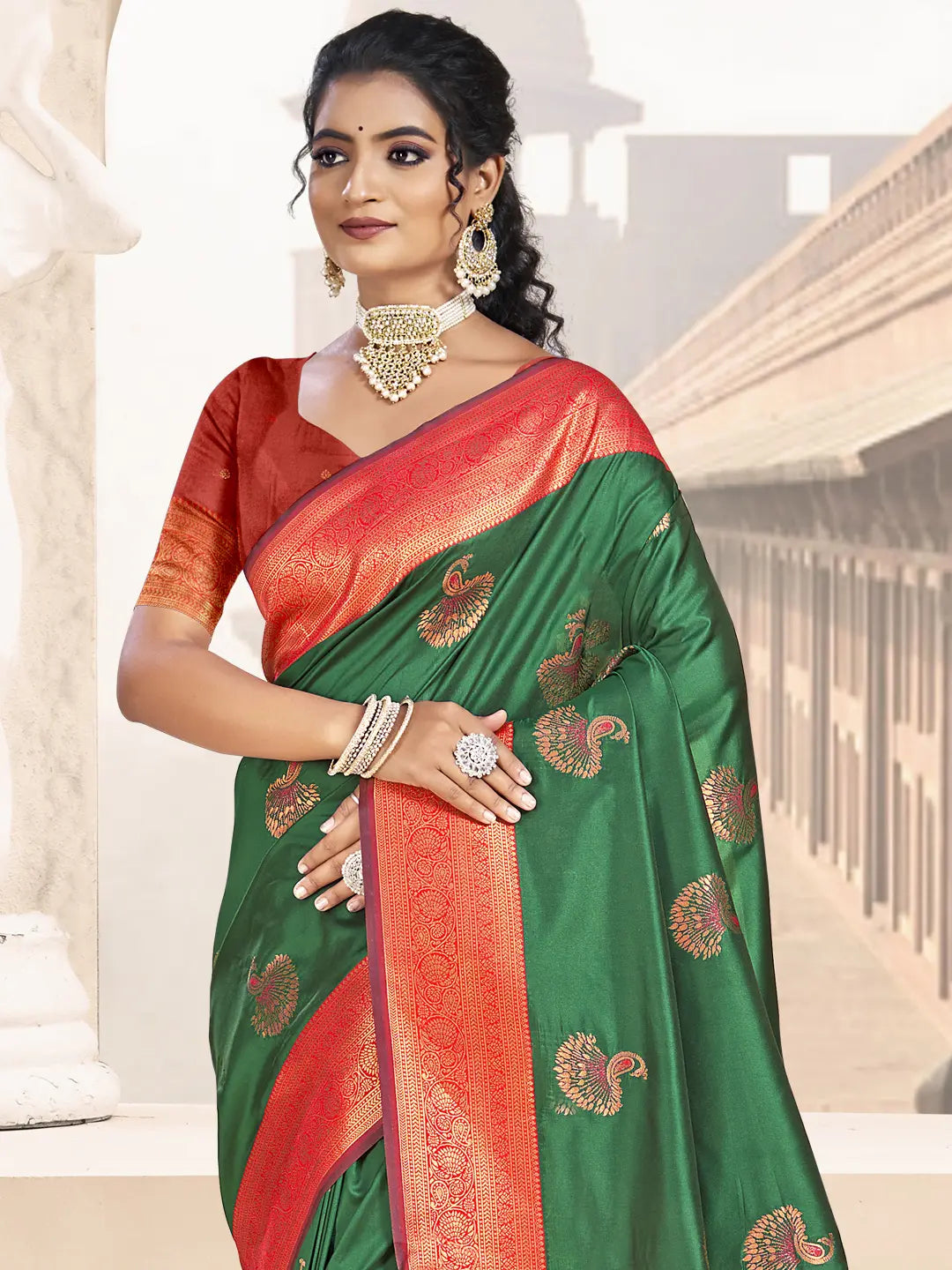 Dark Green Silk Saree