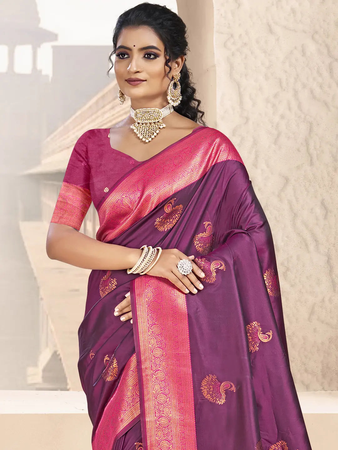 Wine Silk Saree