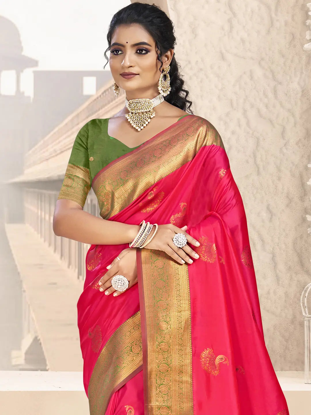 Magenta Pink Silk Saree