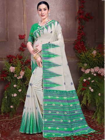 Cream Cotton Saree