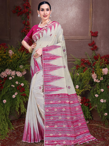 Cream Cotton Saree