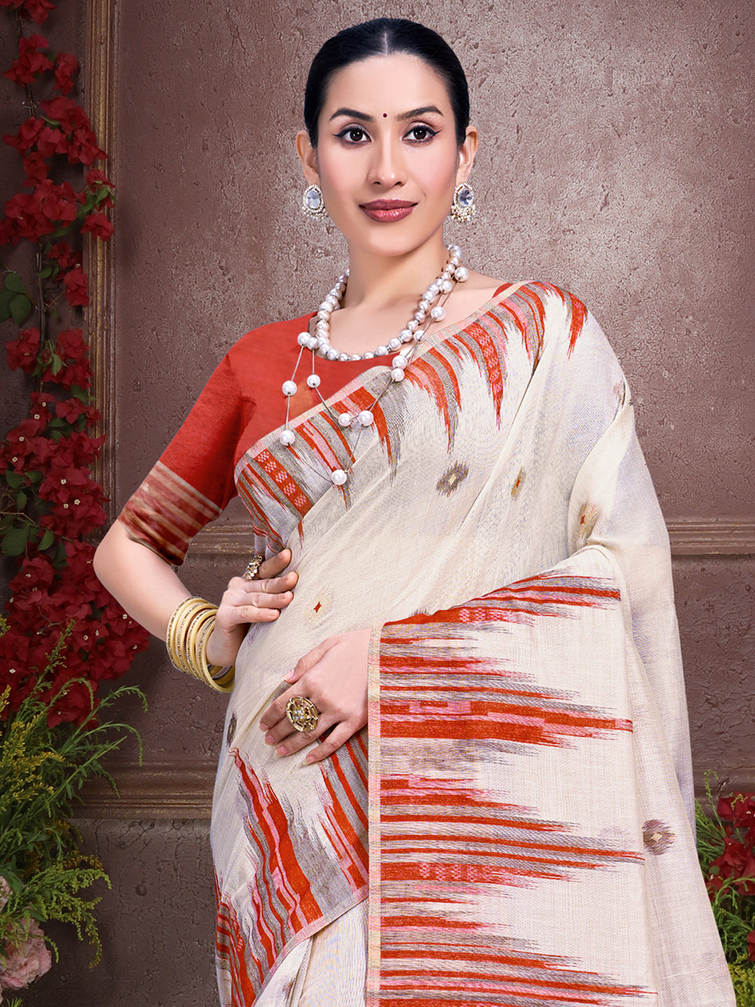 Cream Cotton Saree