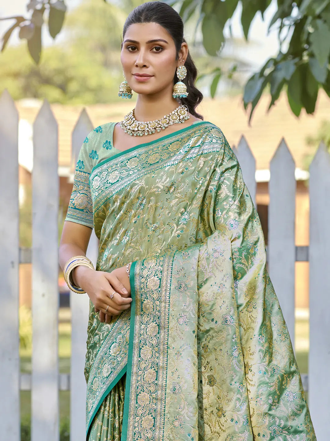 Pista Green Silk Saree