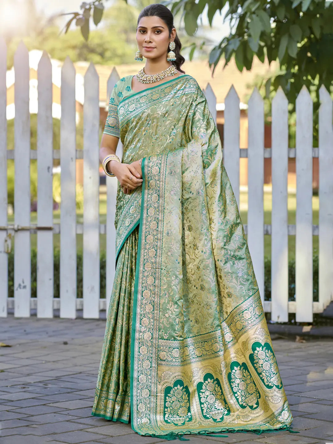 Pista Green Silk Saree