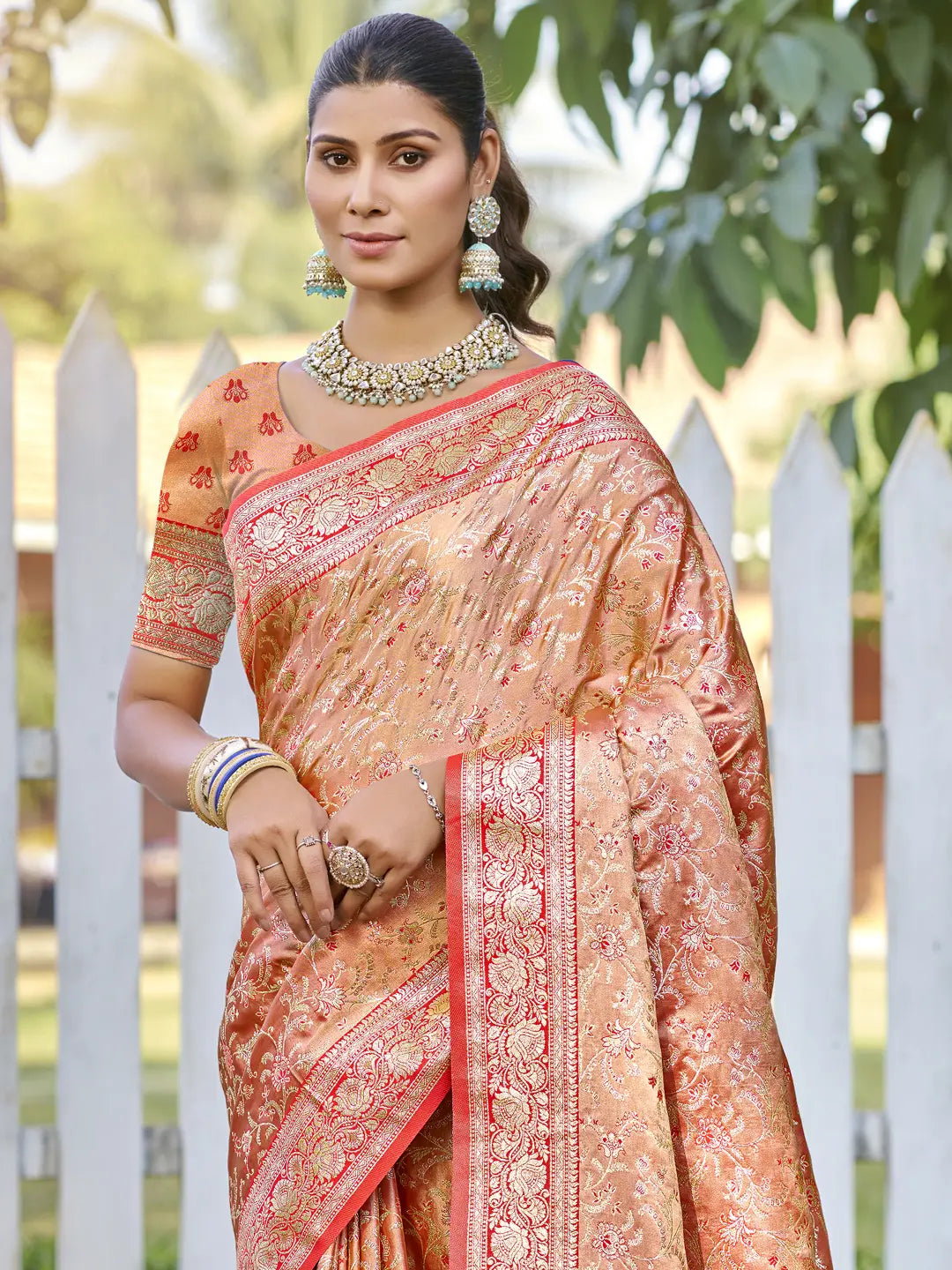 Peach Silk Saree