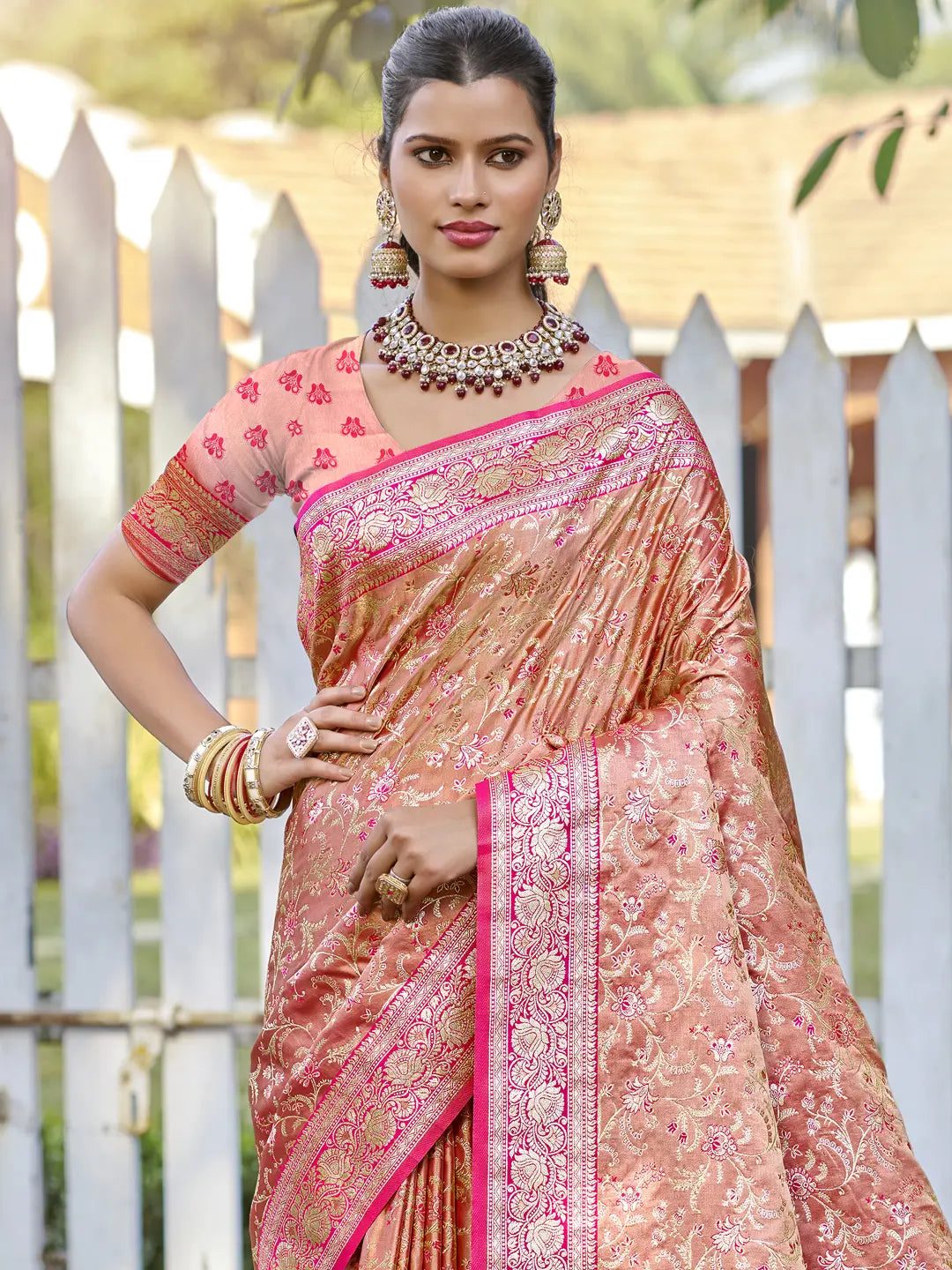 Pink Silk Saree