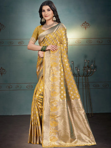 Mustard Yellow Silk Saree