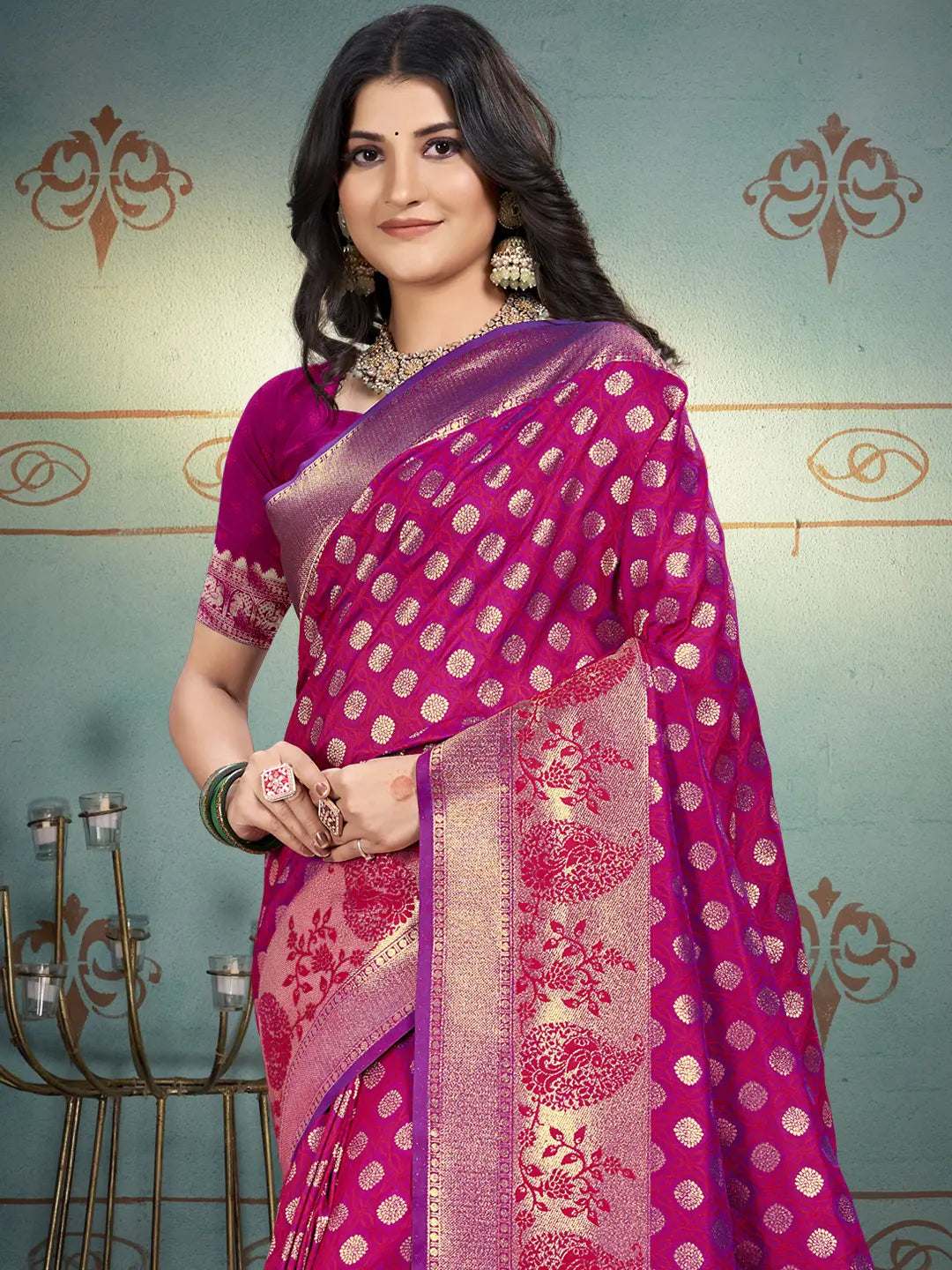 Magenta Pink Silk Saree