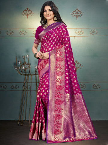 Magenta Pink Silk Saree