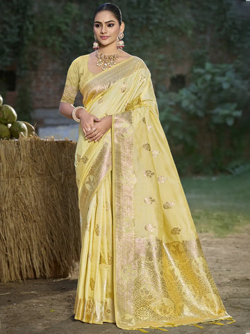 Yellow Silk Saree